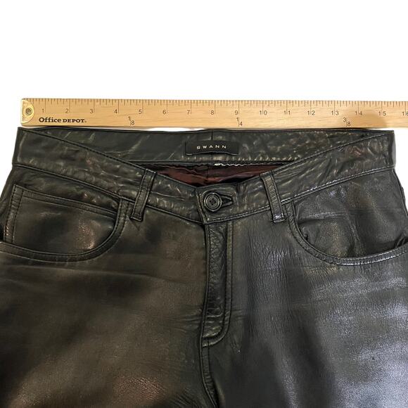 Swann Women's Black Leather Flare Bootcut Pants Size Large - Picture 9 of 11